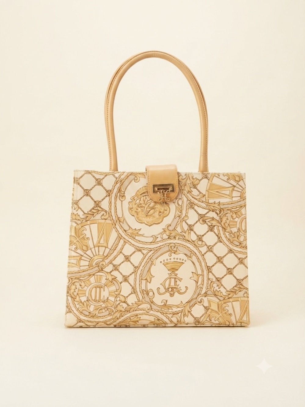 Vintage Liz Claiborne baroque scarf print structured tote shoulder bag